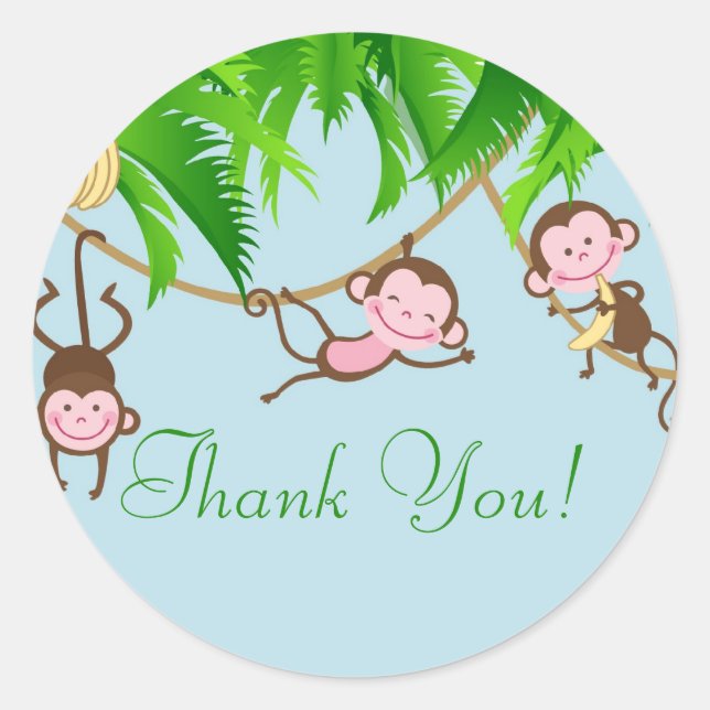 Sticker Baby shower Merci singes (Devant)