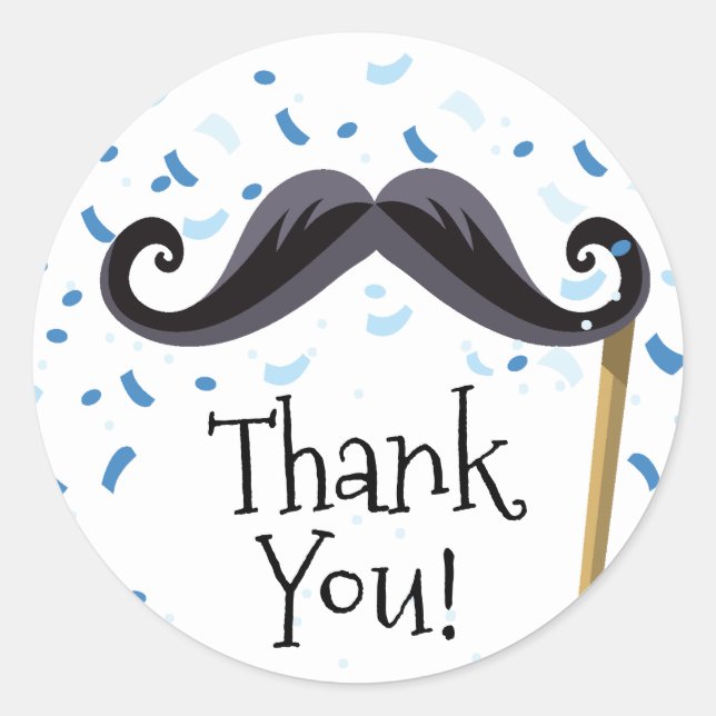 Sticker Baby shower Moustache Merci Favoriser (Devant)