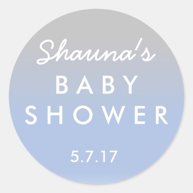 Sticker Baby shower Ombre bleu et argent (Devant)