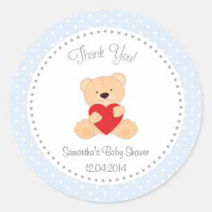 Sticker Baby shower Ours Teddy Bleu