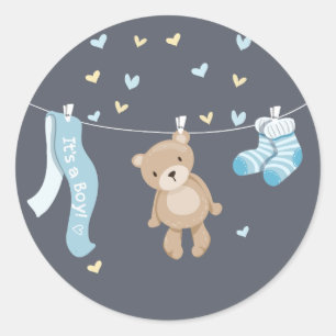 Sticker Baby shower Ours Teddy Enveloppe Sceau Gar
