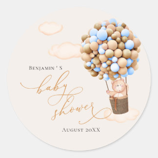 Sticker baby shower Ourson bleu or bleu