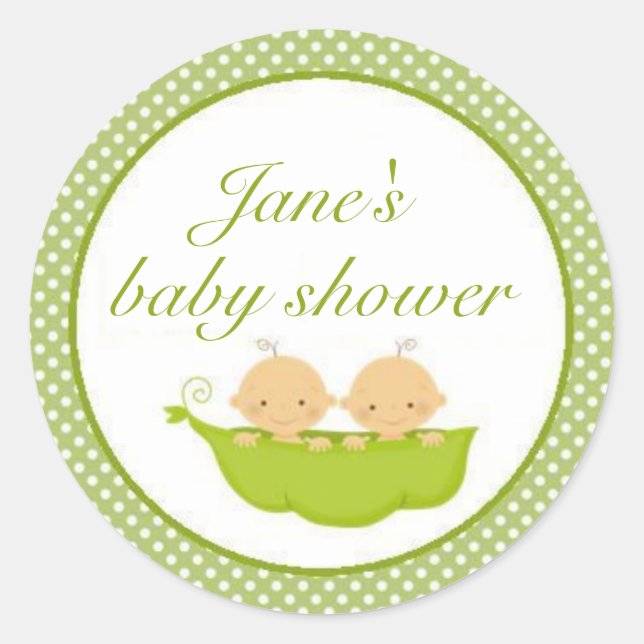 Sticker Baby shower Peas In A Pod Twins (Devant)