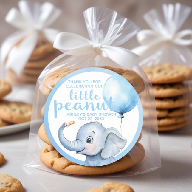 Sticker Baby shower petit arachide - bleu (Baby Shower Thank You Favor Sticker)