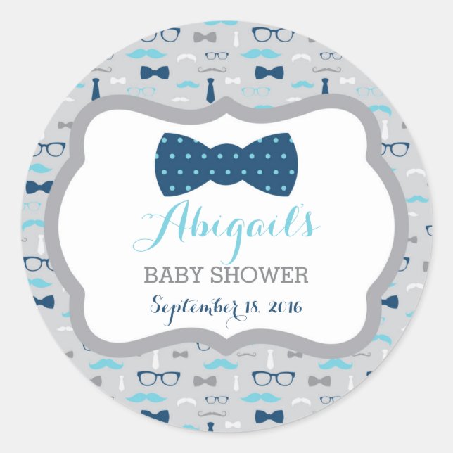 Sticker Baby shower petit homme, Bleu bébé, Marine (Devant)