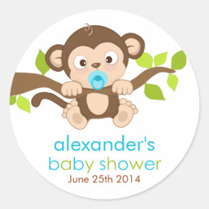 Sticker Baby shower petit singe mignon