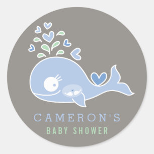 Sticker Baby shower pour baleine bleue enceinte Tw