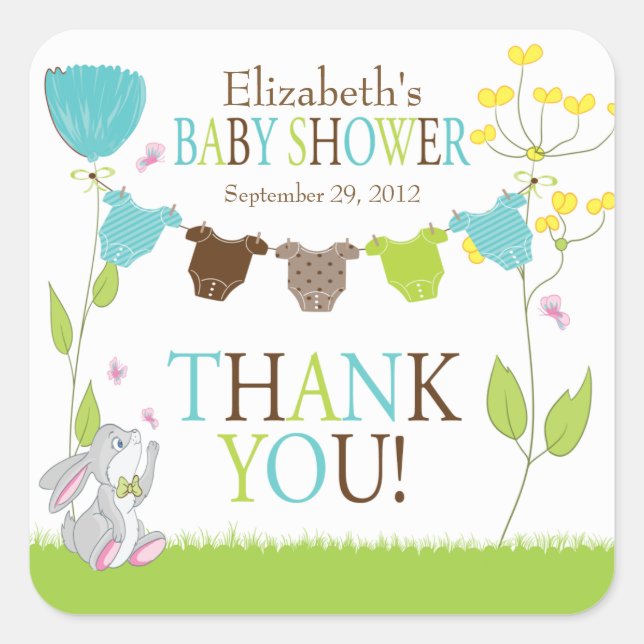 Sticker Baby shower pour bébé garçon en tissu mign (Devant)