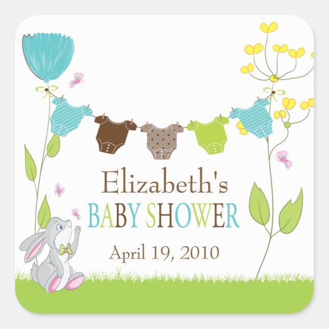 Sticker Baby shower pour bébé garçon en tissu mign (Devant)