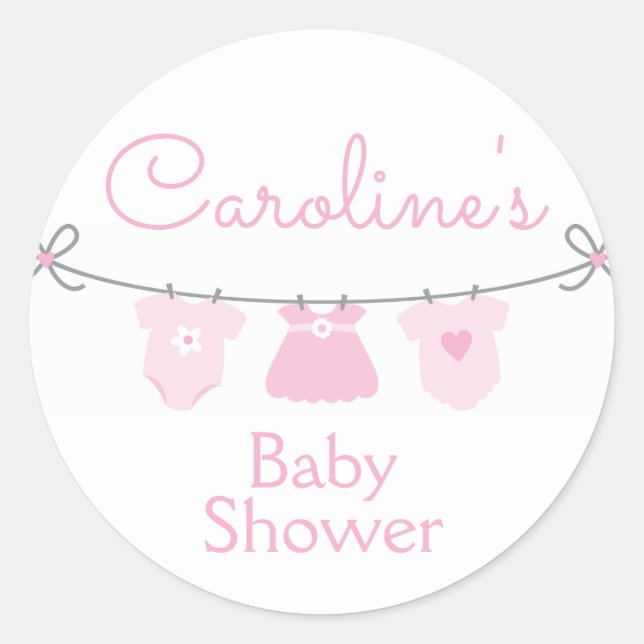 Sticker Baby shower pour fille à linge de bébé, ro (Devant)