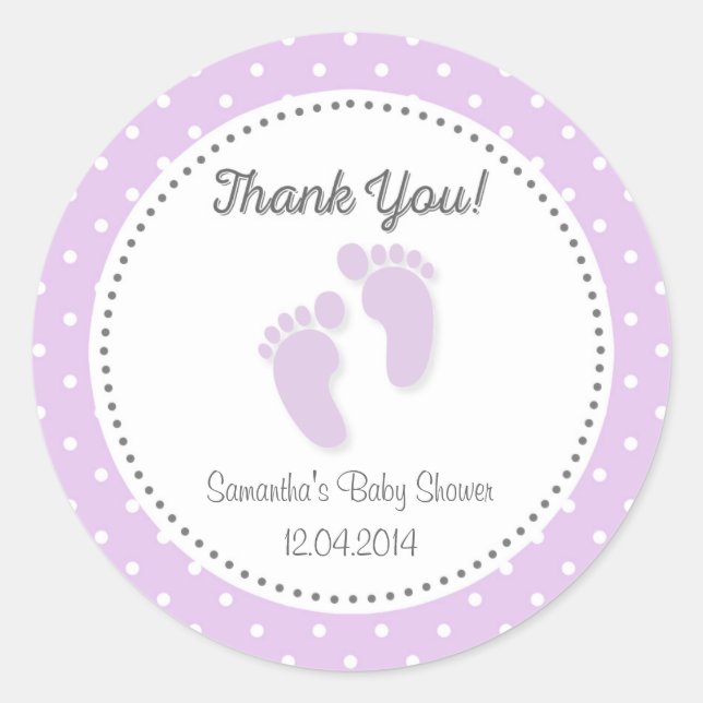 Sticker Baby shower pourpre pour bébé pieds (Devant)