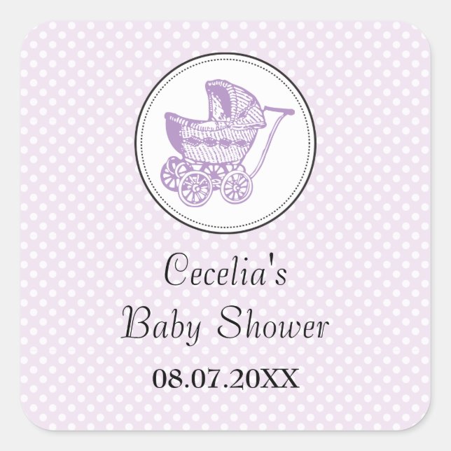 Sticker Baby shower Pram Classic (Devant)