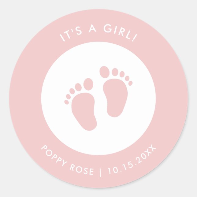 Sticker Baby shower rose | Bébé Nom Favor Sticker (Devant)