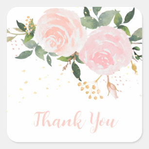 Sticker Baby shower rose floral Aquarelle