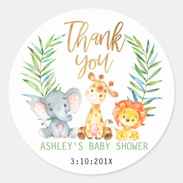 Sticker Baby shower Safari Animaux (Devant)