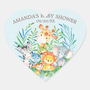 Sticker Baby shower Safari Jungle Animaux garçons