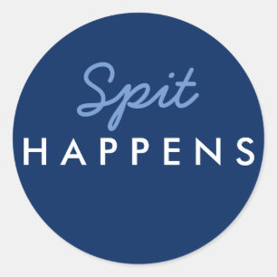 Sticker Baby shower "Spit Happer" Marine Bleu Blan