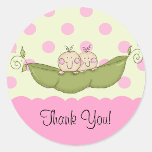 Sticker Baby shower Sweet Little Pea Twins