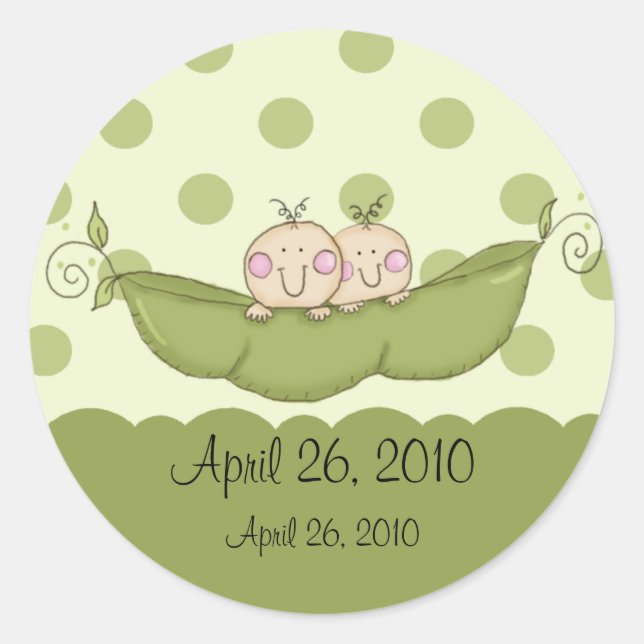 Sticker Baby shower Sweet Little Pea Twins (Devant)