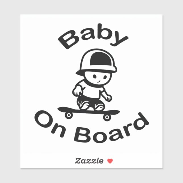 Sticker Baby Skateboarder à bord (Feuille)
