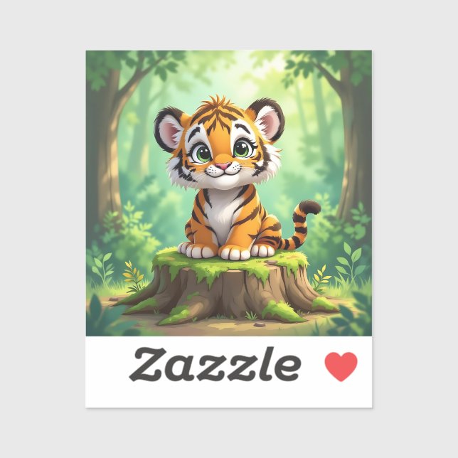 Sticker Baby Tiger | Cute Cartoon Kid's Nursery Art (Feuille)