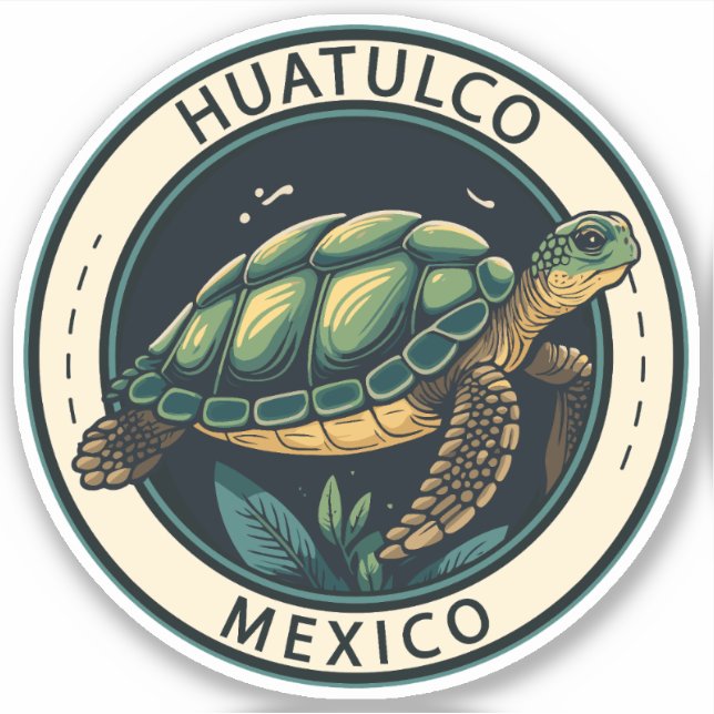 Sticker Badge de tortue Huatulco Mexique (Devant)