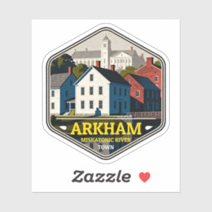 Sticker Badge de voyage vintage de la ville d'Arkham sur l