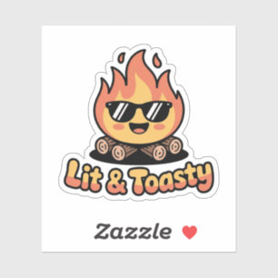 Sticker Badge Feu de Camp Mignon Kawaii