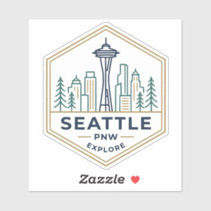 Sticker Badge Hexagonal Minimal de la Vue de Seattle PNW