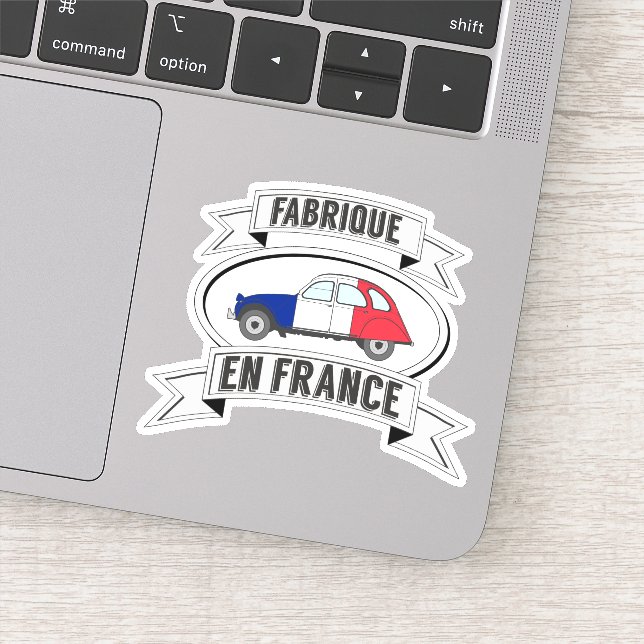 Sticker Badge Oldtimer 2cv fabrique en France (Détail)