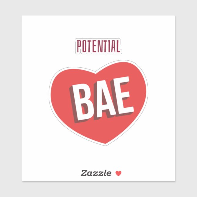 Sticker Bae potentiel, Big Red Heart Love Design (Feuille)