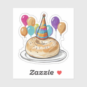 Sticker Bagel amusant avec Casquette de fête et ballons