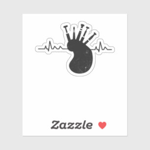 Sticker Bagpipes Pulse Scotland Hearbeat