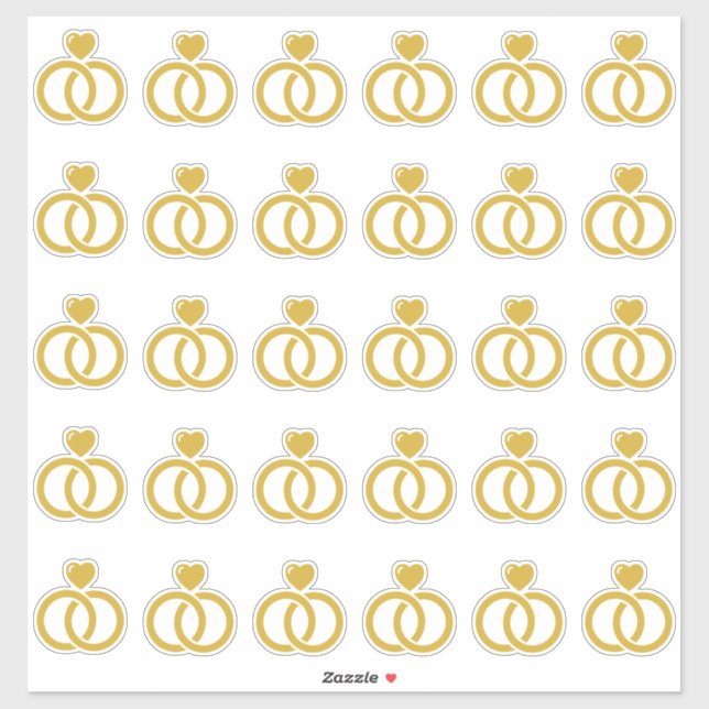 Sticker Bague Mariage moderne Kiss-Cut (Feuille)
