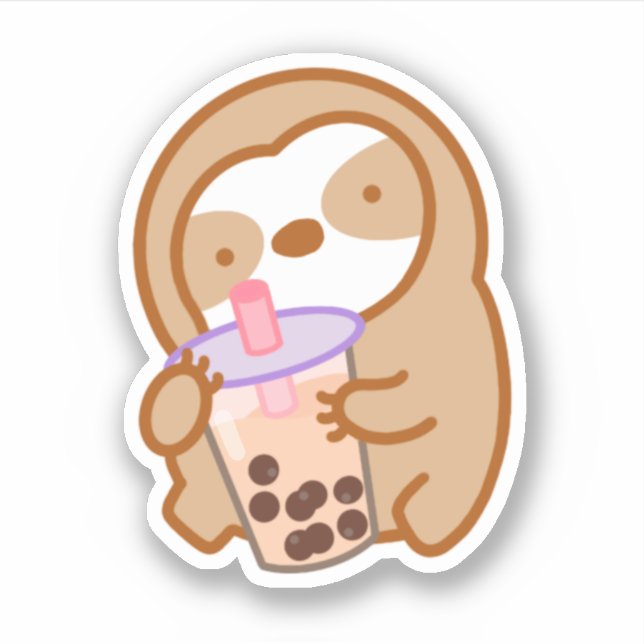 Sticker Baguette à thé au lait Boba mignonne (Devant)