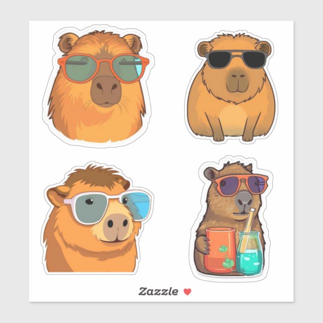 Sticker Baguette de collant de capybara mignon (Feuille)
