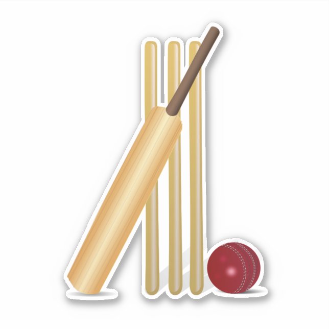 Sticker Baguette de cricket, de wicket et de balle (Devant)