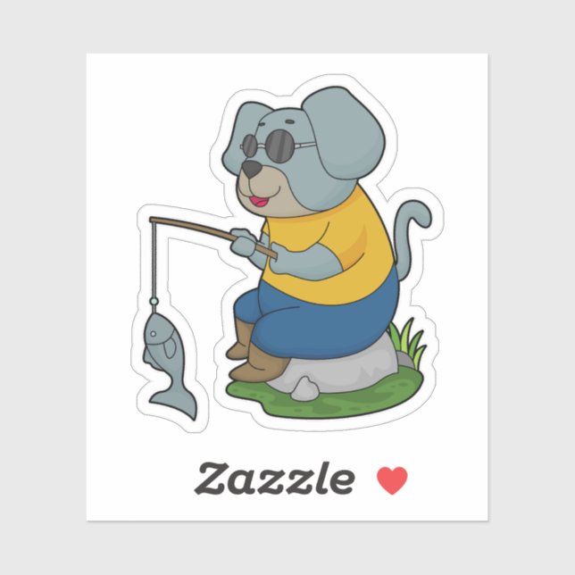 Sticker Baguette de pêche du chien (Feuille)