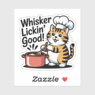 Sticker Baguette en vinyle de Cuisine de chat