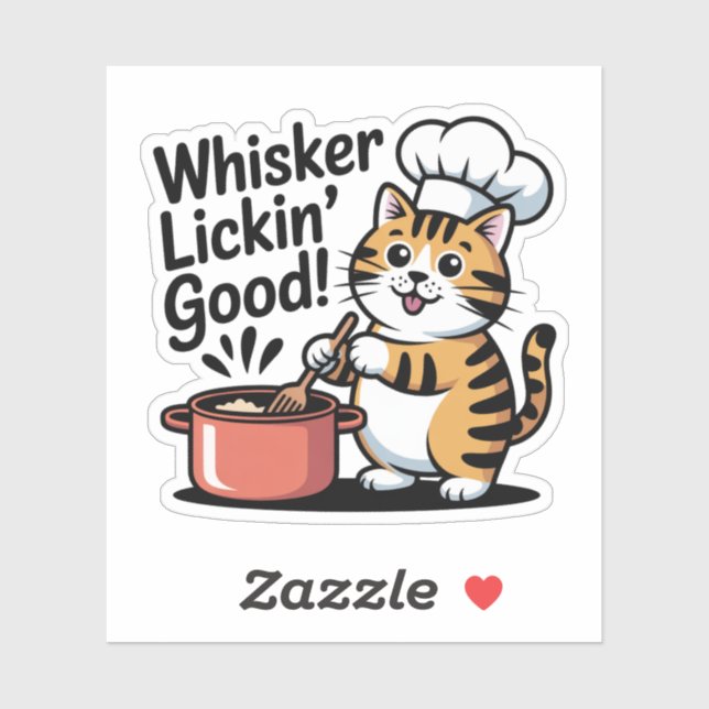 Sticker Baguette en vinyle de Cuisine de chat (Feuille)