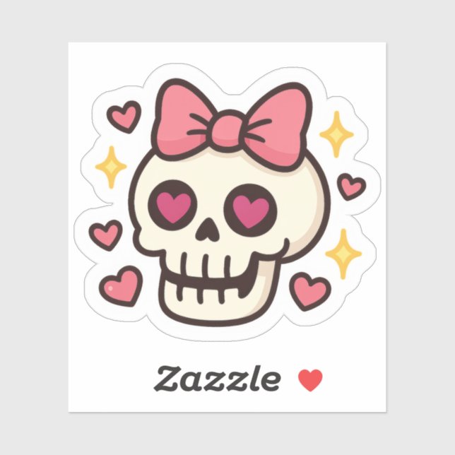 Sticker Baguette Halloween Crâne mignonne (Feuille)
