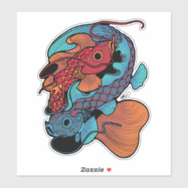 Sticker Baguette rouge et bleu koi