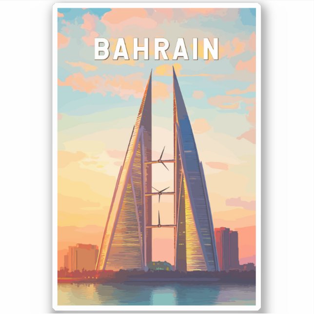 Sticker Bahreïn Illustration Voyage Art Vintage (Devant)