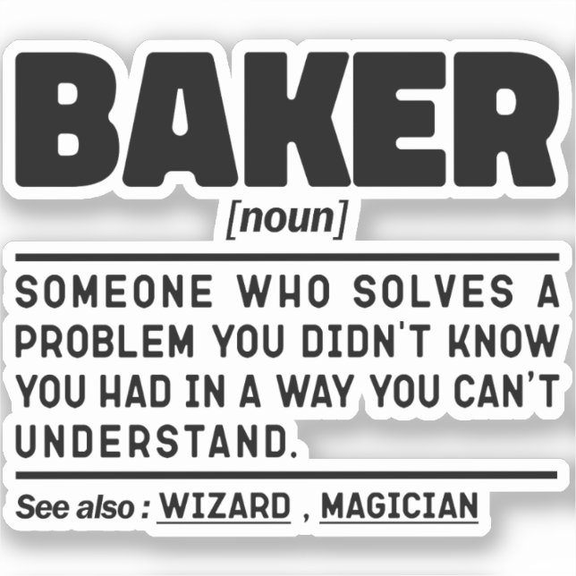 Sticker Baker Noun Définition Pâtisserie Chef Cuisinier (Recto)