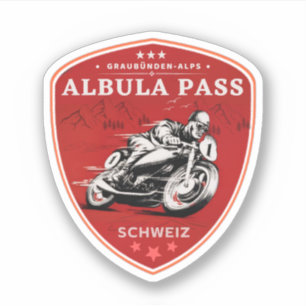 Sticker Balade en moto Albula pass alpes suisses