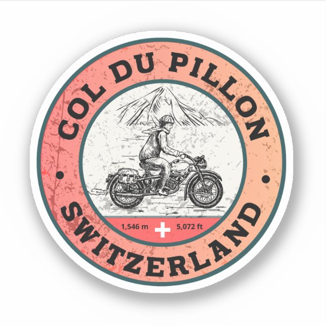 Sticker Balade en moto Col du Pillon alpes suisses (Devant)