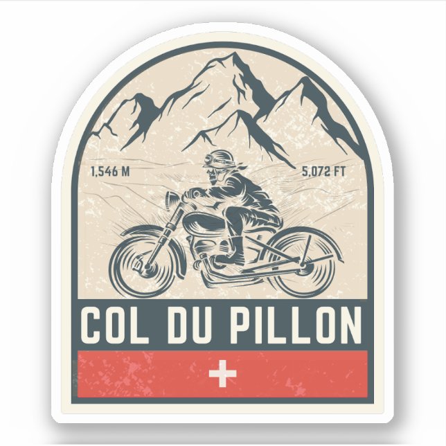 Sticker Balade en moto Col du Pillon alpes suisses (Devant)