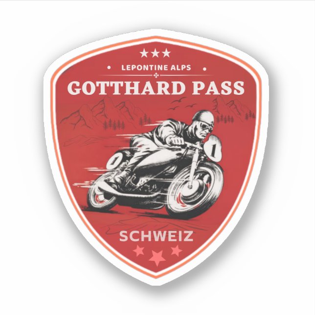 Sticker Balade en moto Gotthard Pass alpes suisses (Devant)