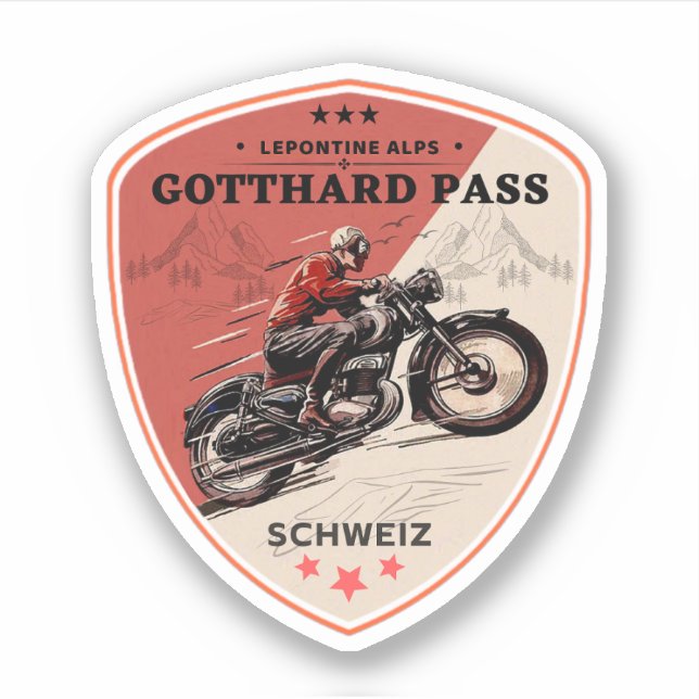 Sticker Balade en moto Gotthard Pass alpes suisses (Devant)