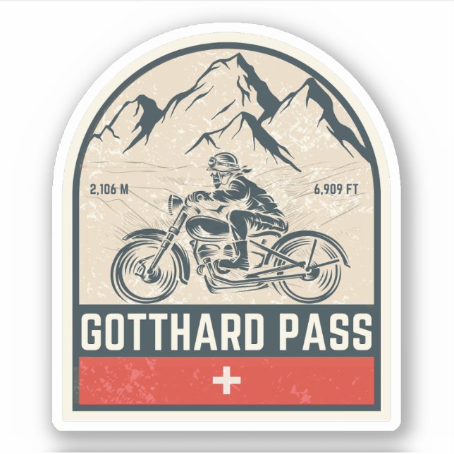 Sticker Balade en moto Gotthard Pass alpes suisses (Devant)